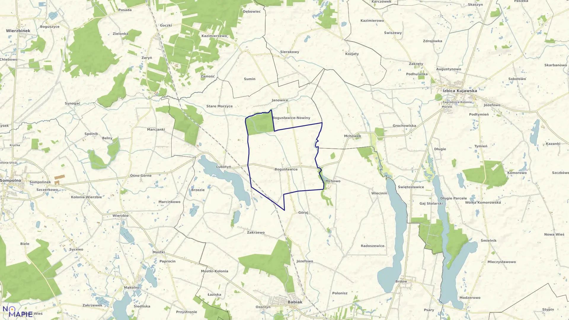 Mapa obrębu BOGUSŁAWICE w gminie Babiak