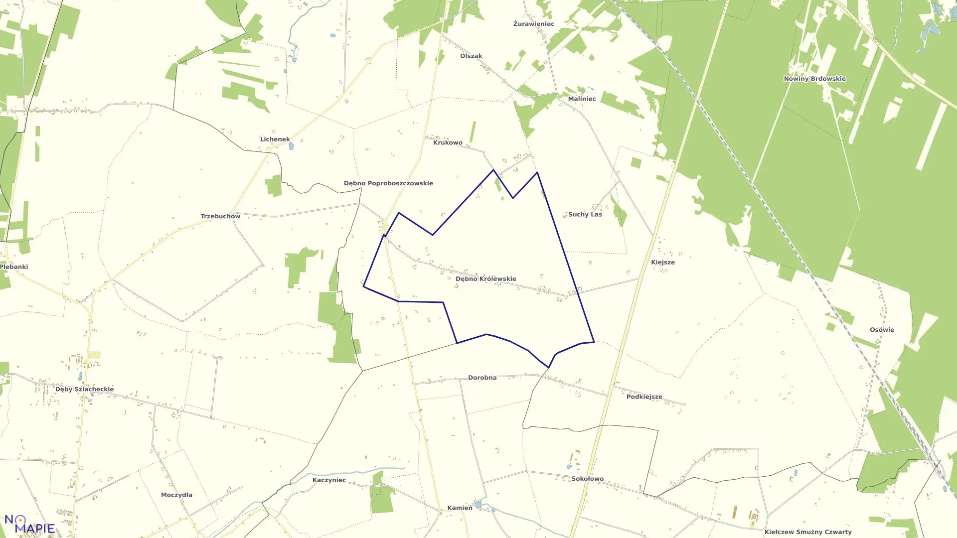 Mapa obrębu DĘBNO KRÓLEWSKIE w gminie Babiak